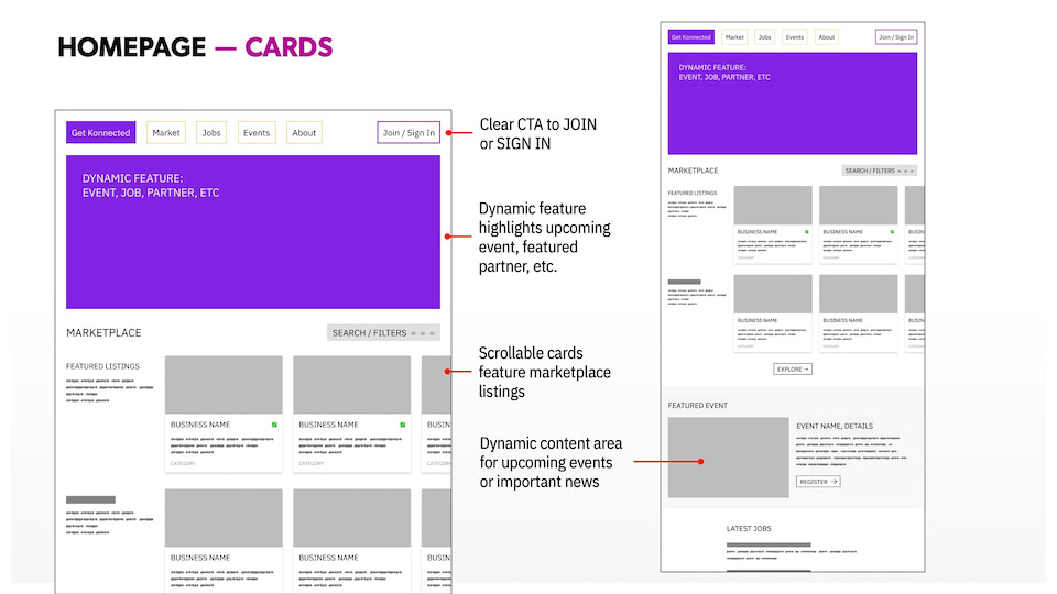 Homepage Wireframes