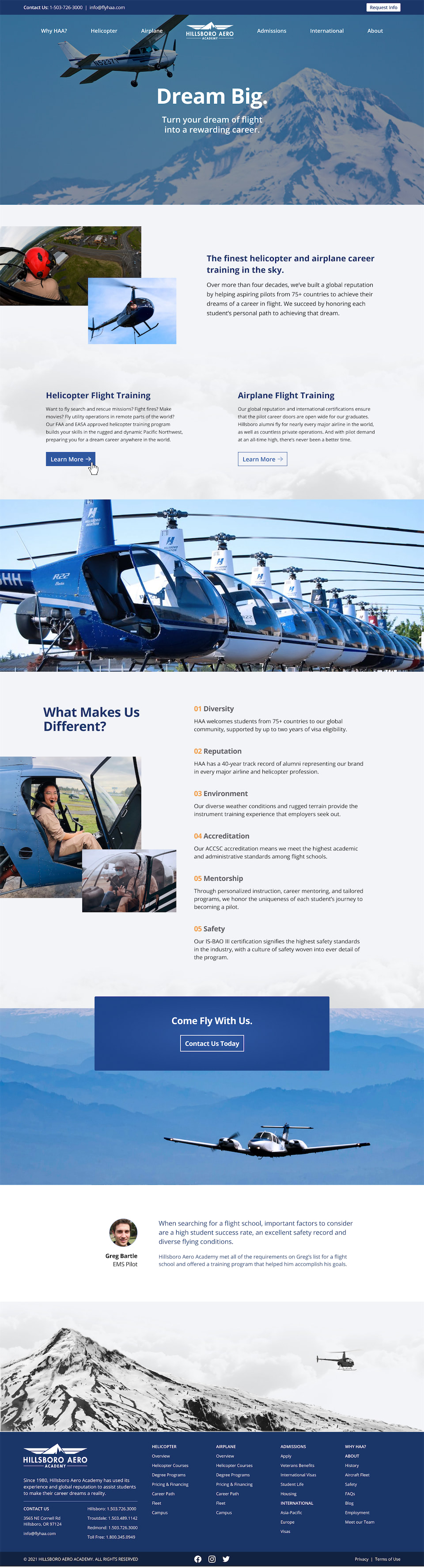 Hillsboro Aero Academy Website Design