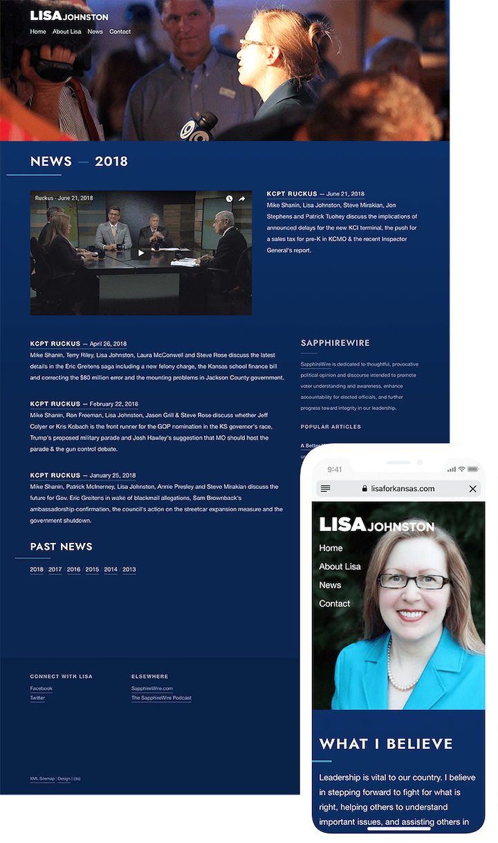 Lisa for Kansas website design