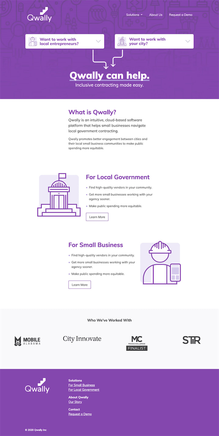 Qwally website design